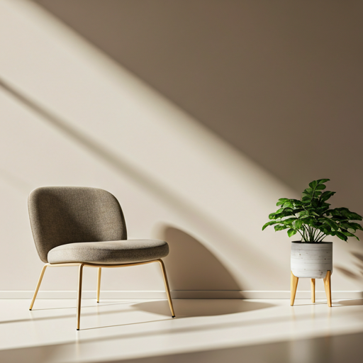 Serene minimalist interior with soft shadows